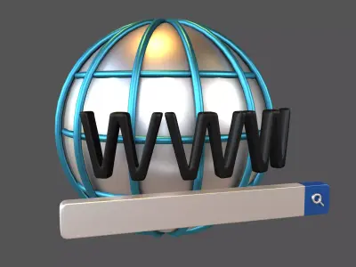 WWW Icon with Search Bar v1 004 Low-poly 3D model
