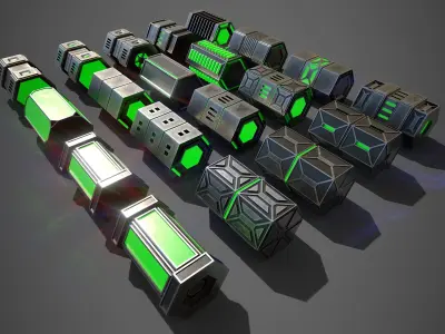 NGon Box Collection Metal Low-poly 3D model