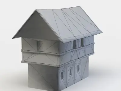 House wooden Low-poly 3D model purchase