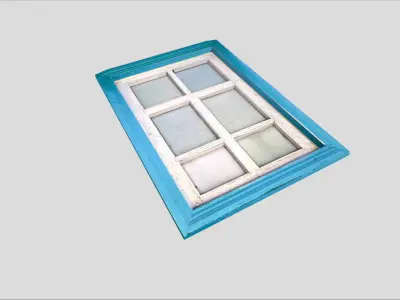 low poly window 2 frame with four glass panes Low-poly 3D model