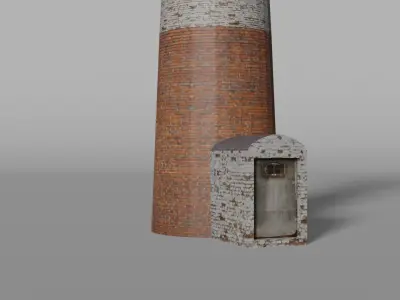 Old brick lighthouse Low-poly 3D model