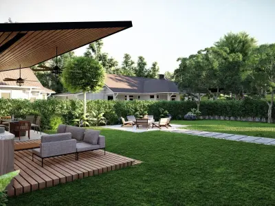 3D Exterior Scene 3D model design garden and landscape 3D  3D model