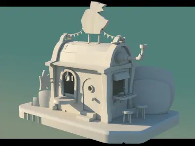 3d burger shop Low-poly 3D model