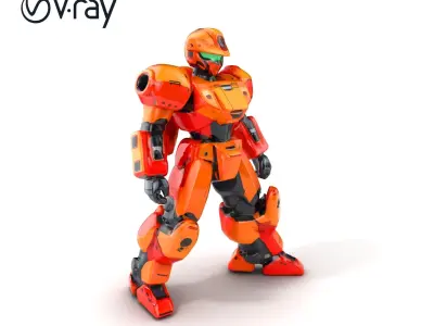 Advanced Humanoid Battle Robot Armor Model Pack Low-poly 3D model