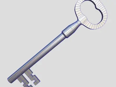 Key 8 golden Low-poly 3D model