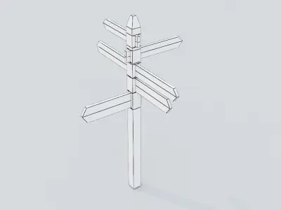 Signpost wooden directional sign Low-poly 3D model