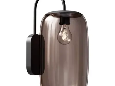 Toleco metal and amber glass wall lamp 3D model