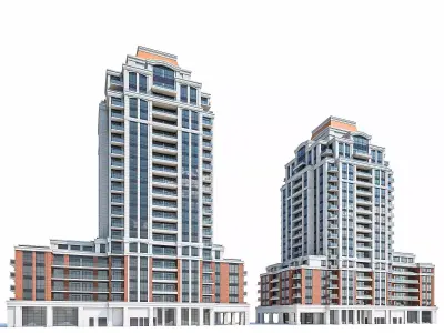 Residential Tower Complex 04 Low-poly 3D model
