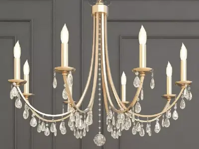 Hampton 8 Light Antiqued Gold Chandelier 3D model