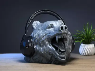 bear headphone stand Headset Stand Perfect Gamer Gift  3D print model