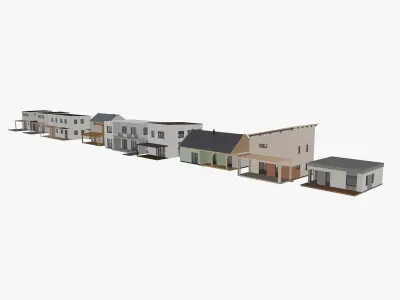 House collection 4 low poly townhouse Low-poly 3D model