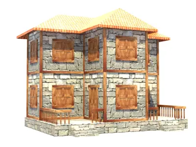 medieval house low poly village town residential house  62 Low-poly 3D model