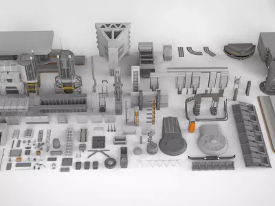 Sci-Fi architecture Elements collection 13 3D model