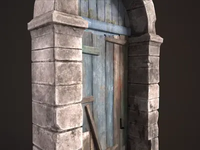 Old Medieval Door Low-poly 3D model