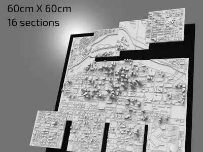 3D Calgary Map City Art 3D Landmark Calgary Skyline 3D Art 3D print model