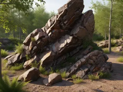 Realistic Rock Formation 3D Natural Stone Outcrop Outdoor Scenes Low-poly 3D model