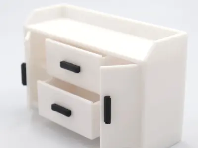 Kitchen living room cabinet with functional door and shelves  3D print model