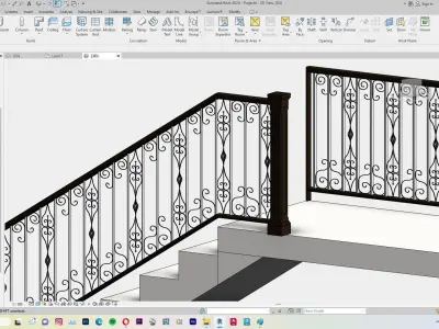 Classic Railing Revit Family type 004 3D model