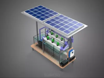 HYDROPONIC PANEL SOLAR CELL POWERED FARM PLANT WATER PUMP SPRAY 3D model