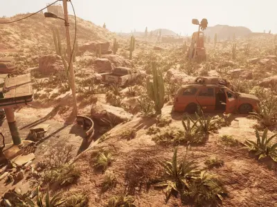 Post Apocalyptic Desert Environment 3D Model Low-poly 3D model