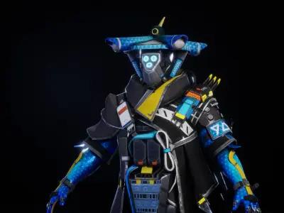 CYBER SAMURAI 3D MODEL Low-poly 3D model