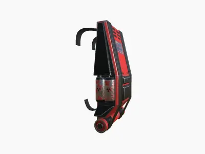 SciFi Backpack F09 Red - Fashion Character Design Low-poly 3D model