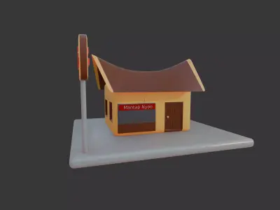 Stylized Padang Restaurant Isometric Building 3D model