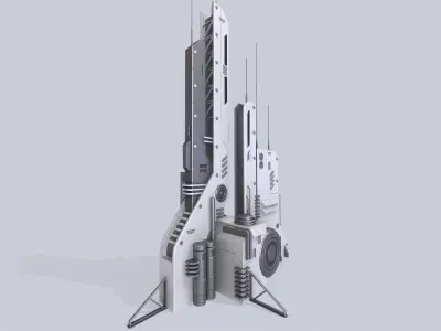 Futuristic building Low-poly 3D model shop