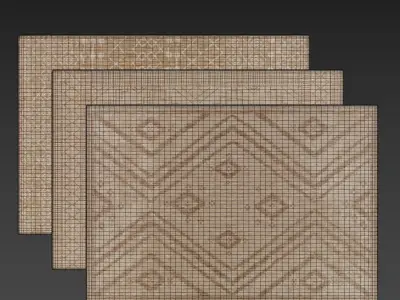 Carpet set 28 - Bundle - 3 Geometrical Jute Rugs 3D model