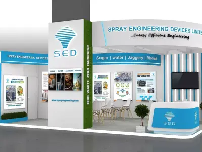 9mtr x 5mtr expo stall 2 side open Exhibition Stand Design Low-poly 3D model