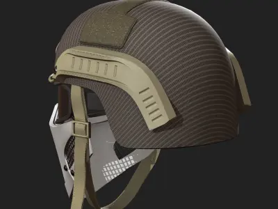Helmet military mask protection futuristic technology  Low-poly 3D model