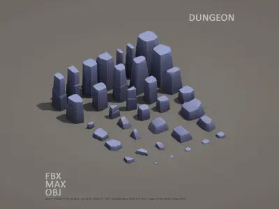 Cartoon Stones Pack1 v2 - Smooth edges with flat faces Low-poly 3D model