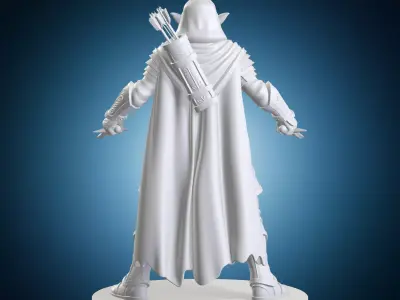 Elven Assassin Fantasy RPG Miniature On Base Holding Dagger 3D print model