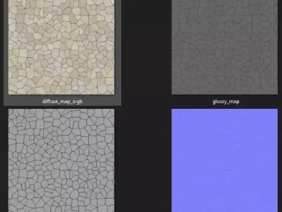 PBR Tiling map for Yellow Granite Stone 2K 3D model