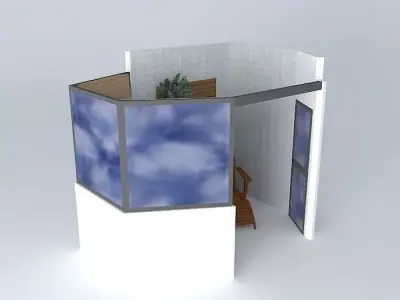 gazebo bathroom with window and chair Free 3D model