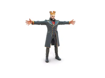 Regal Ruler in Elegant Attire Low-poly 3D model