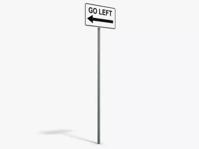 Go Left Sign Low-poly 3D model