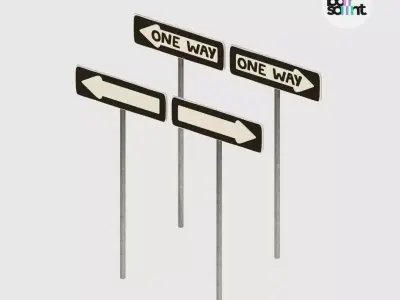 Traffic Sign Stylized Roadside 3D Asset Pack Low-poly 3D model