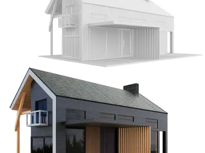 Barn house 2 Low-poly 3D model