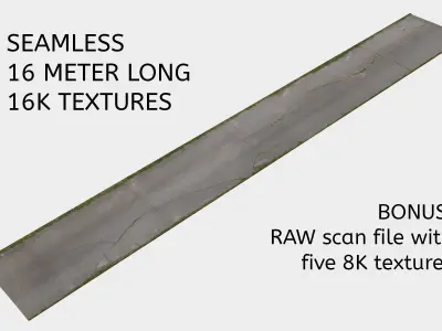 real 16 meter seamless concrete road Low-poly 3D model