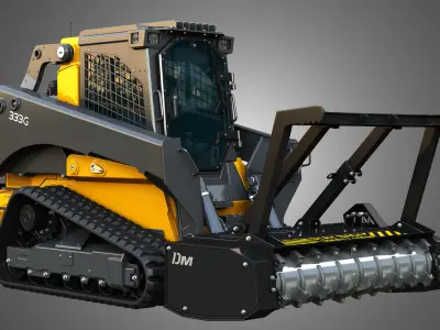 333G Compact Track Loader with Forestry Package - Drum Mulcher 3D model