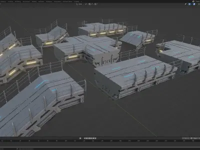 Sci-Fi Road Bridge Kitbash Vol 01 Low-poly 3D model