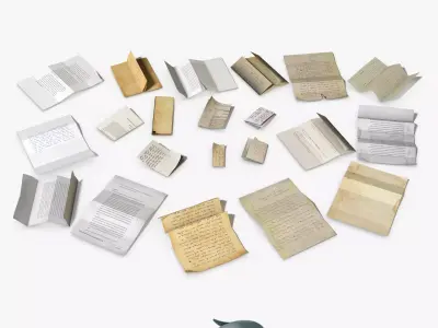 Folded Papers Low-poly 3D model