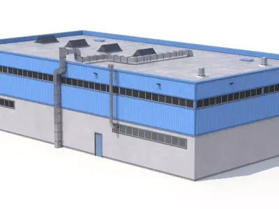 Blue Industrial Building 31 PBR Low-poly 3D model