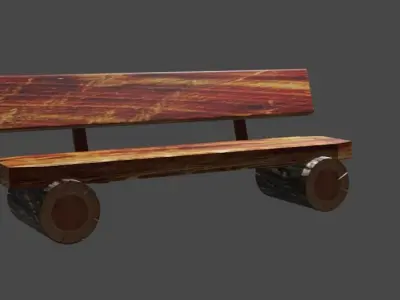 Bench wooden made of logs Free 3D model