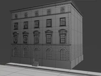 Modular Brick Building Free low-poly 3D model