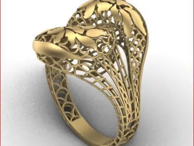 05 Lace style gold ring 3D print model 3D print model