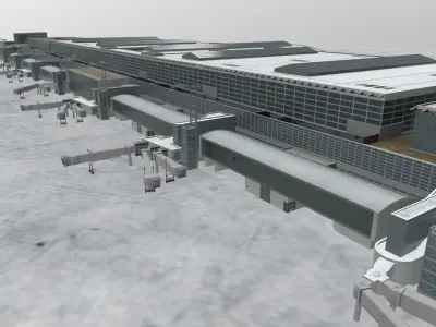EDDF Terminal 2 Low-poly 3D model