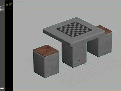 Outdoor Chess Tables with Integrated Seating for Parks 3D model