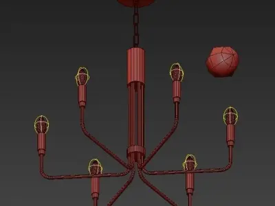 Brigitte 6 Light 25  Aged Brass Pendant 3D model